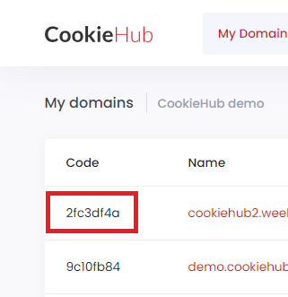 Domain code in list of domains